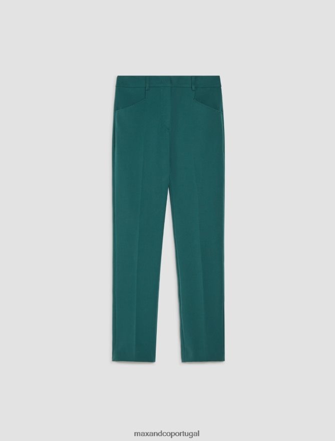 vestuário ponto MAX&Co. mulheres calças de sarja finas verde B40R64187