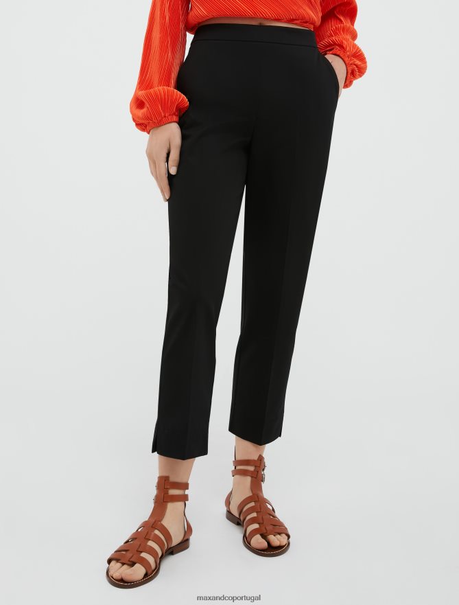 vestuário ponto MAX&Co. mulheres calças justas de gabardine de algodão preto B40R64713