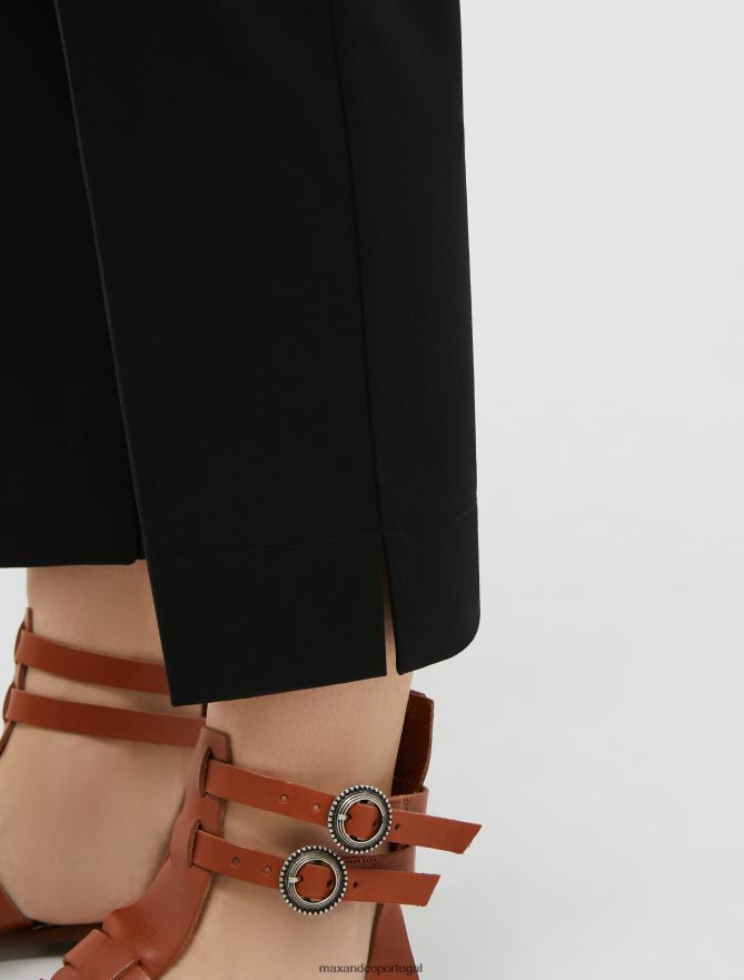 vestuário ponto MAX&Co. mulheres calças justas de gabardine de algodão preto B40R64713