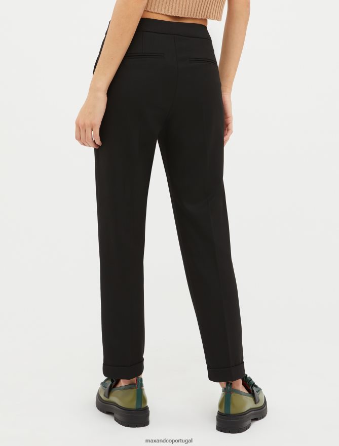 vestuário ponto MAX&Co. mulheres calças justas dobradas preto B40R64706