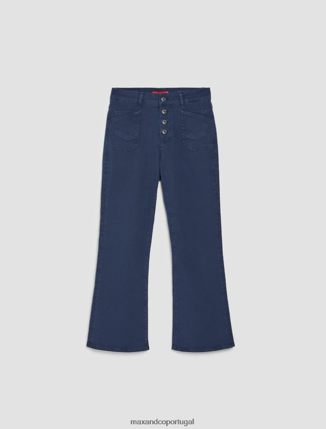vestuário ponto MAX&Co. mulheres calças largas de algodão azul-marinho B40R64715