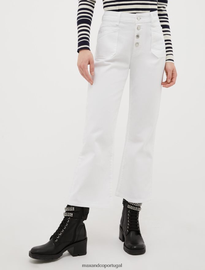 vestuário ponto MAX&Co. mulheres calças largas de algodão marfim B40R64716