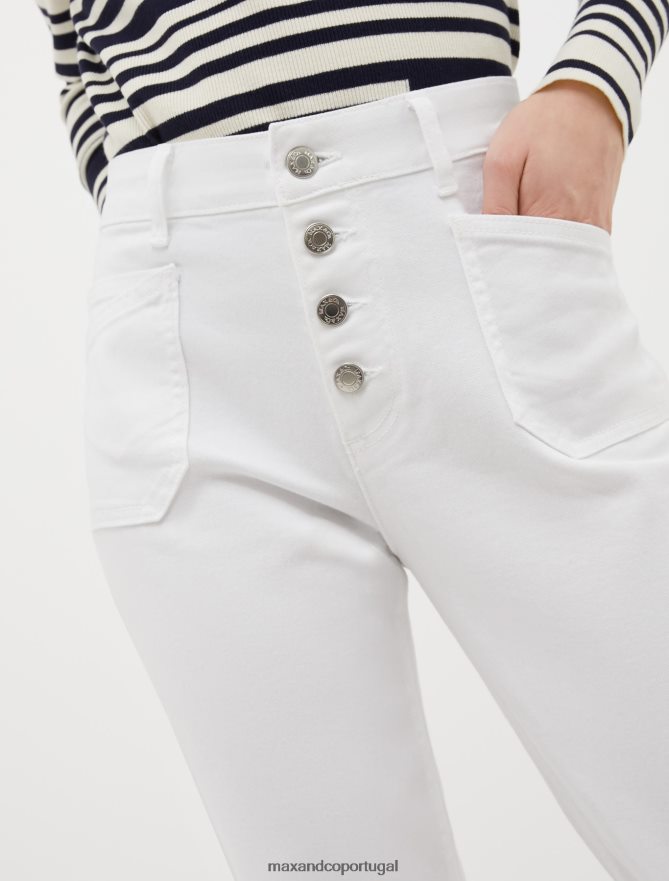 vestuário ponto MAX&Co. mulheres calças largas de algodão marfim B40R64716