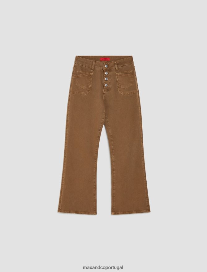 vestuário ponto MAX&Co. mulheres calças largas de algodão verde cáqui B40R64717