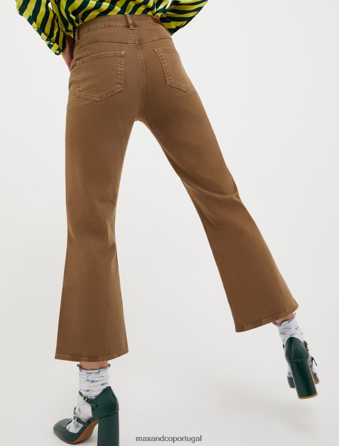 vestuário ponto MAX&Co. mulheres calças largas de algodão verde cáqui B40R64717