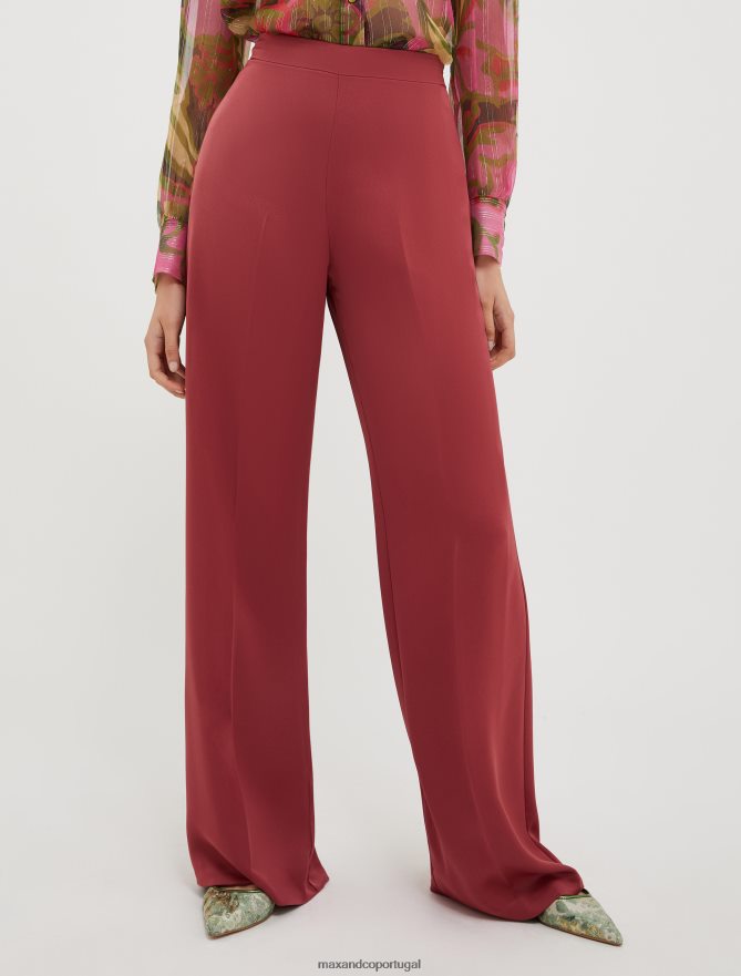 vestuário ponto MAX&Co. mulheres calças largas de cetim Borgonha B40R64210
