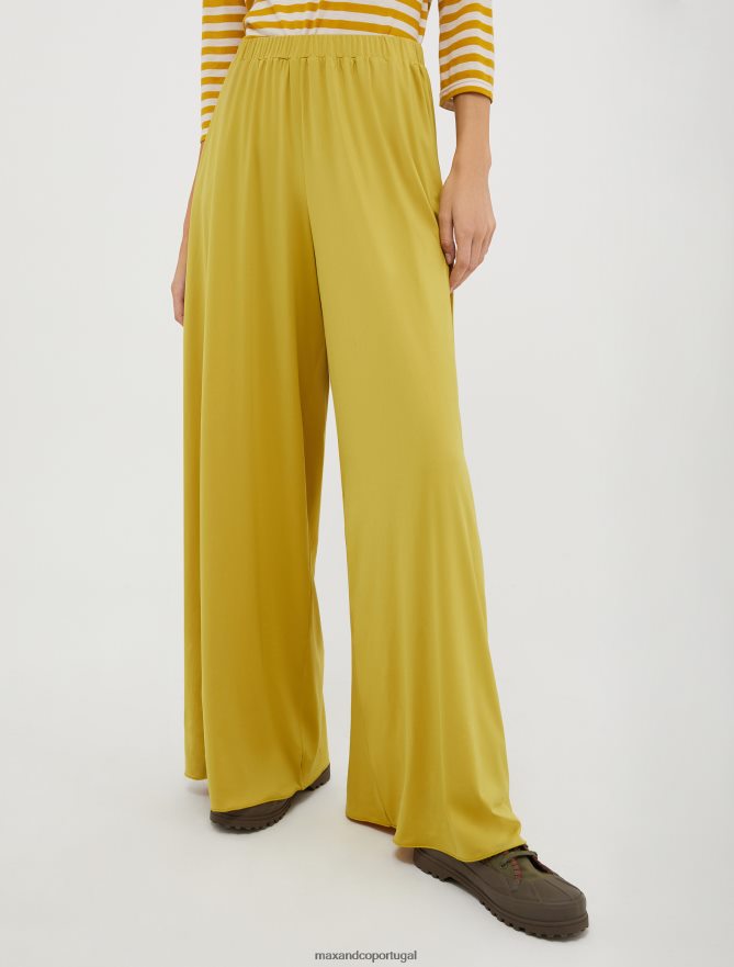 vestuário ponto MAX&Co. mulheres calças largas em jersey verde oliva B40R64694