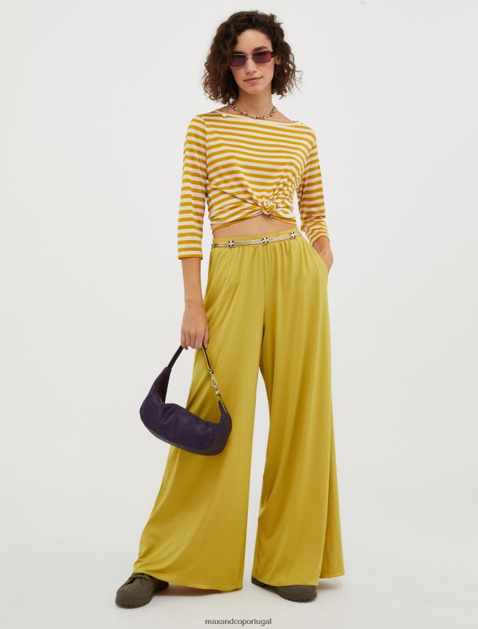 vestuário ponto MAX&Co. mulheres calças largas em jersey verde oliva B40R64694