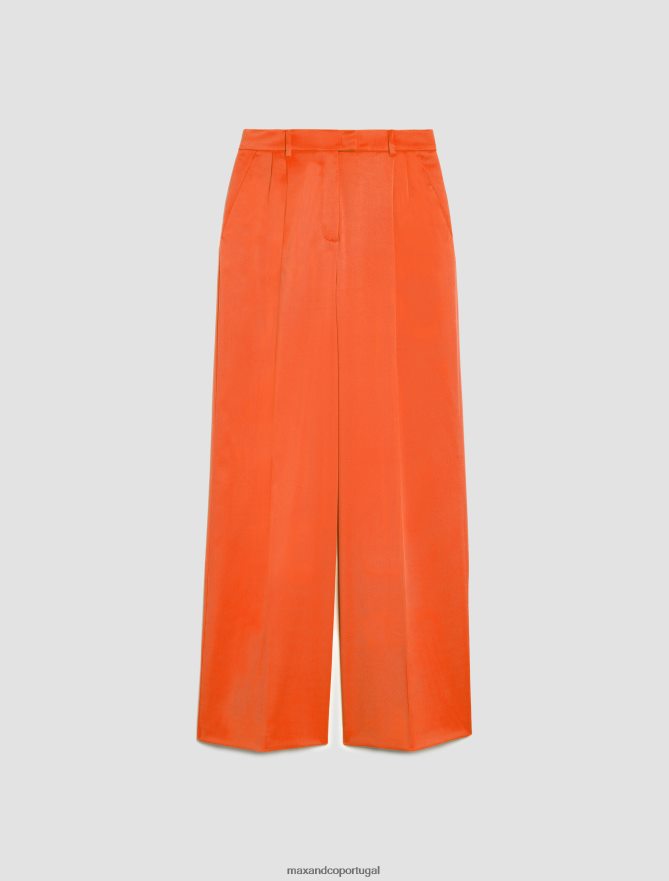 vestuário ponto MAX&Co. mulheres calças largas em sarja de cavalaria laranja B40R64215