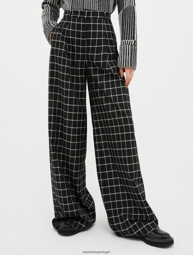 vestuário ponto MAX&Co. mulheres calças largas padrão preto B40R64738
