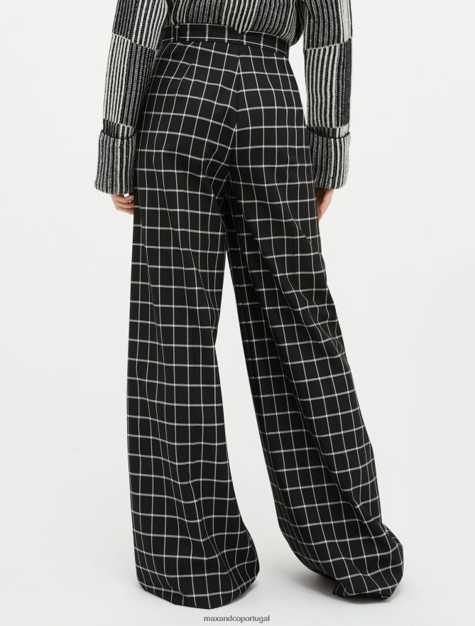 vestuário ponto MAX&Co. mulheres calças largas padrão preto B40R64738