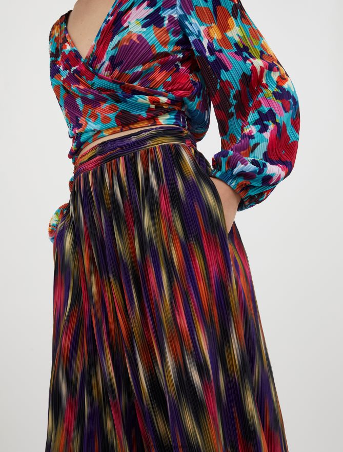 vestuário ponto MAX&Co. mulheres calças largas plissadas padrão preto B40R64670