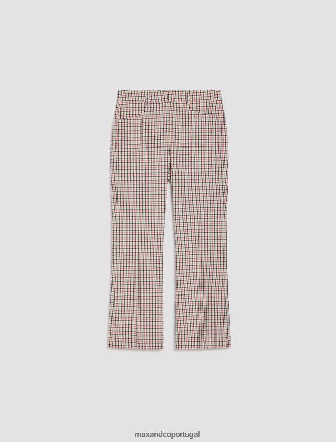 vestuário ponto MAX&Co. mulheres calças largas xadrez padrão rosa rosa B40R64735