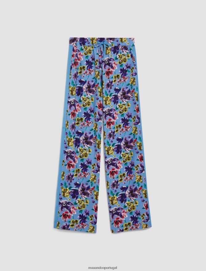 vestuário ponto MAX&Co. mulheres joggers de lã de algodão padrão azul claro B40R64711