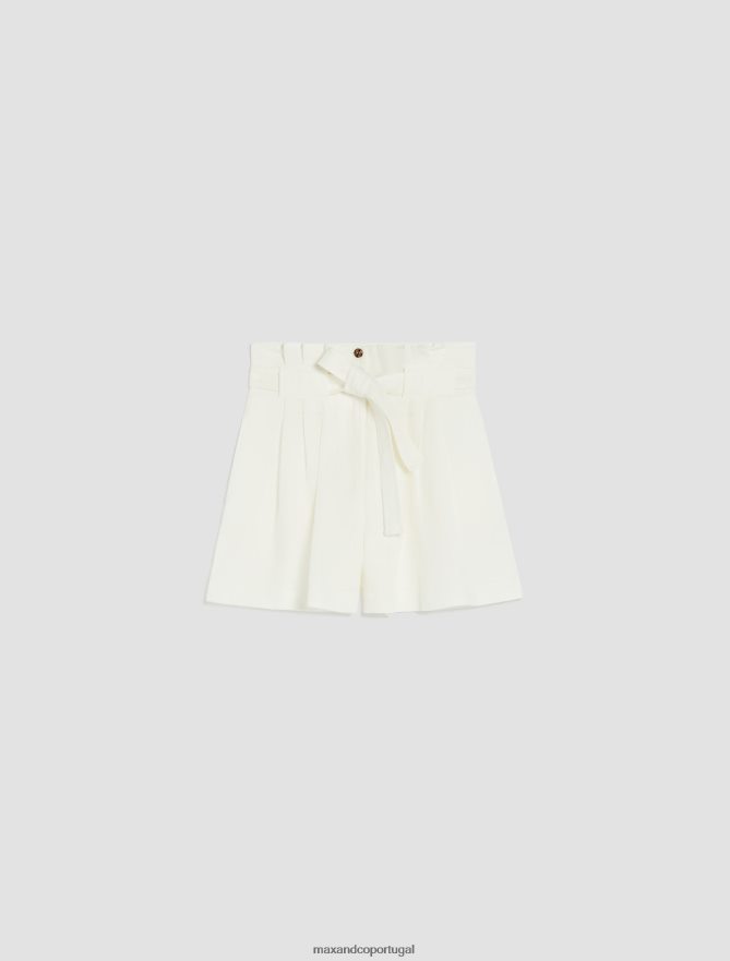 vestuário ponto MAX&Co. mulheres shorts leves de linho branco B40R64751