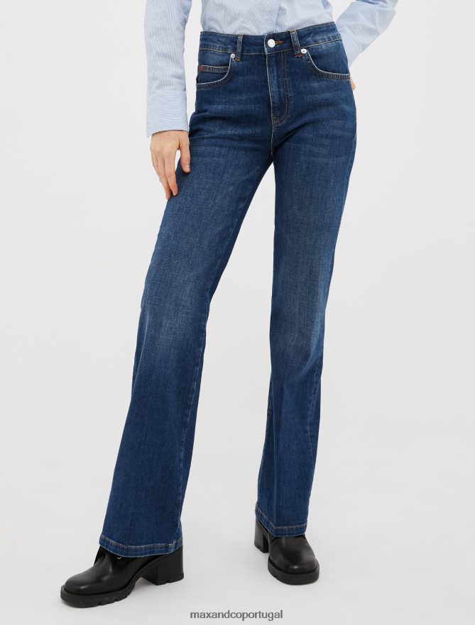 vestuário ponto MAX&Co. mulheres calça jeans bootcut desbotada azul-marinho B40R64719