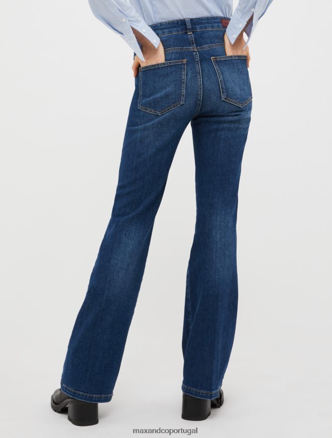 vestuário ponto MAX&Co. mulheres calça jeans bootcut desbotada azul-marinho B40R64719