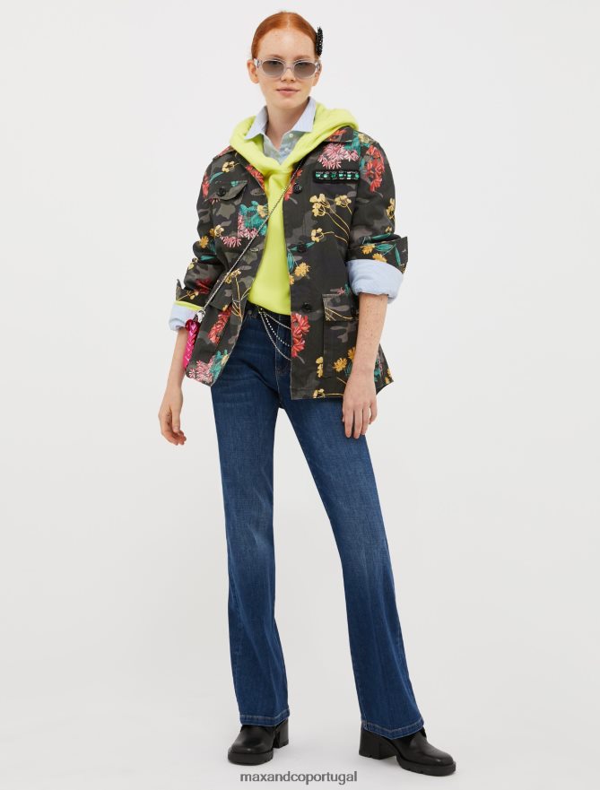 vestuário ponto MAX&Co. mulheres calça jeans bootcut desbotada azul-marinho B40R64719