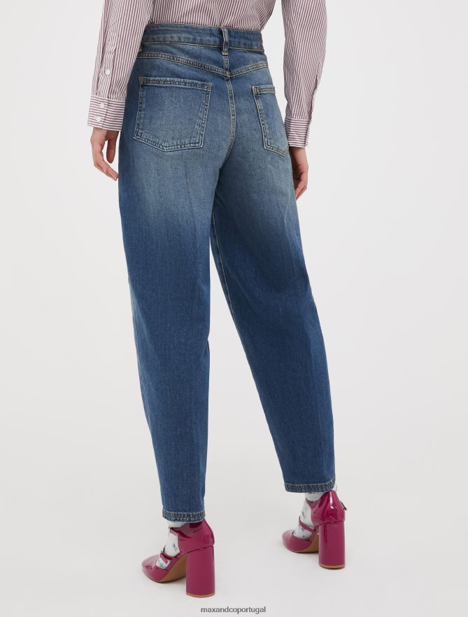 vestuário ponto MAX&Co. mulheres calça jeans com detalhe de gravata azul-marinho B40R64722