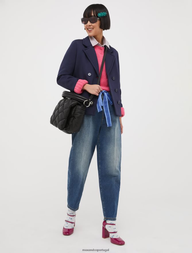 vestuário ponto MAX&Co. mulheres calça jeans com detalhe de gravata azul-marinho B40R64722