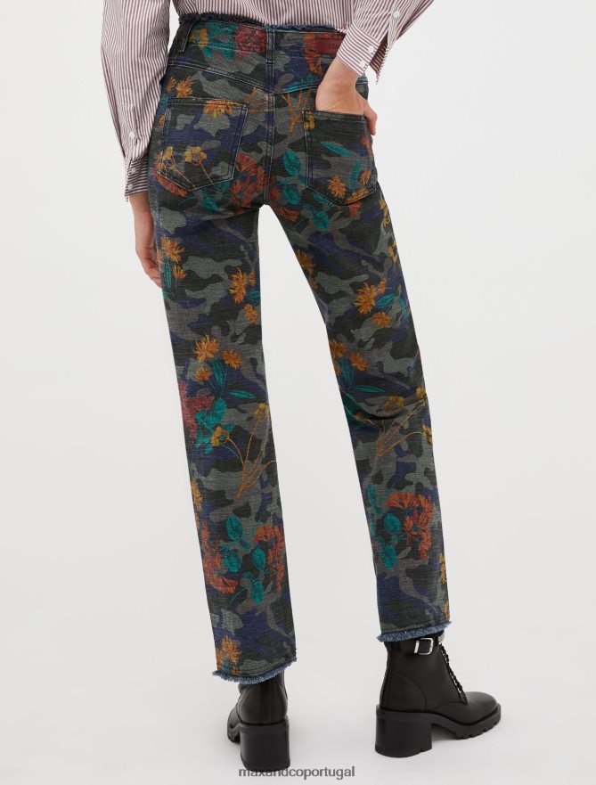 vestuário ponto MAX&Co. mulheres calça jeans com estampa floral azul-marinho B40R64730
