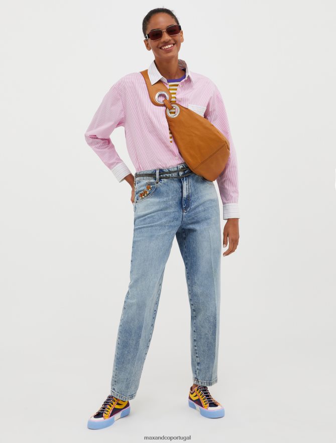 vestuário ponto MAX&Co. mulheres calça jeans com strass azul da meia noite B40R64701