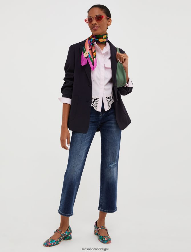 vestuário ponto MAX&Co. mulheres calça jeans reta azul da meia noite B40R64702