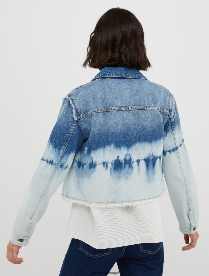 vestuário ponto MAX&Co. mulheres jaqueta jeans tie-dye azul claro B40R64804