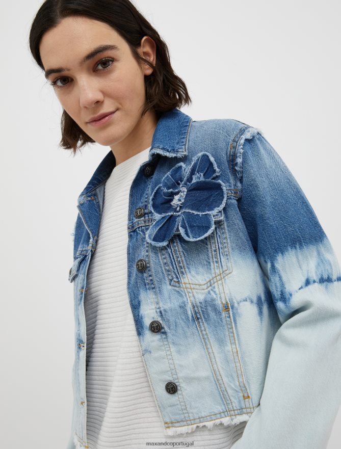vestuário ponto MAX&Co. mulheres jaqueta jeans tie-dye azul claro B40R64804