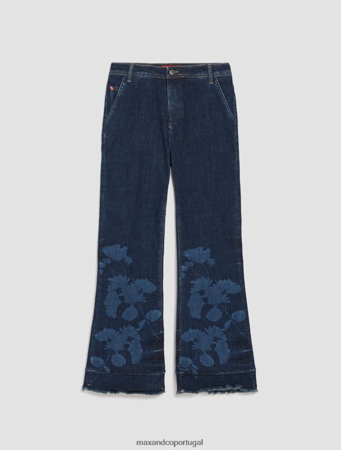 vestuário ponto MAX&Co. mulheres jeans stretch com franjas azul-marinho B40R64729
