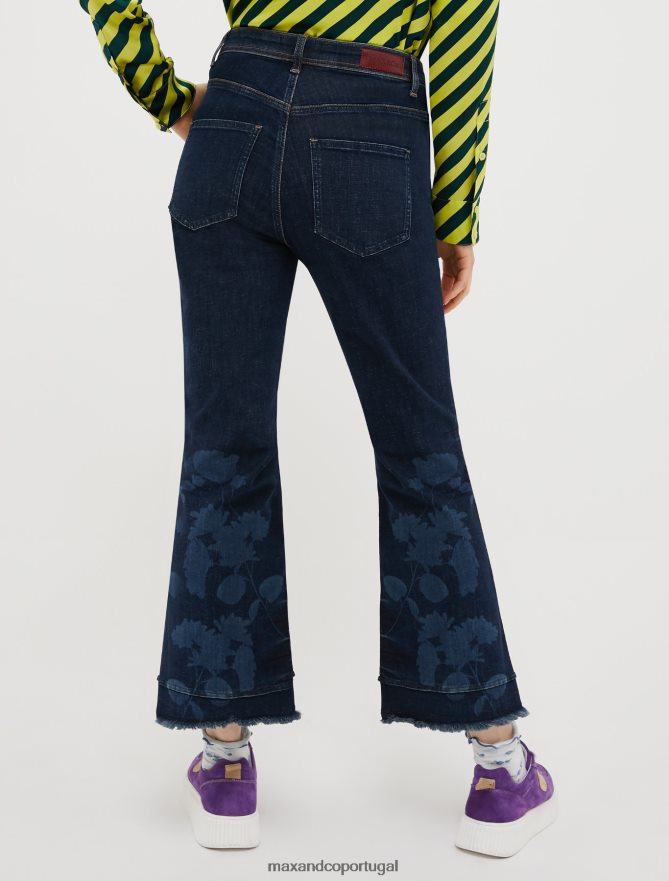 vestuário ponto MAX&Co. mulheres jeans stretch com franjas azul-marinho B40R64729