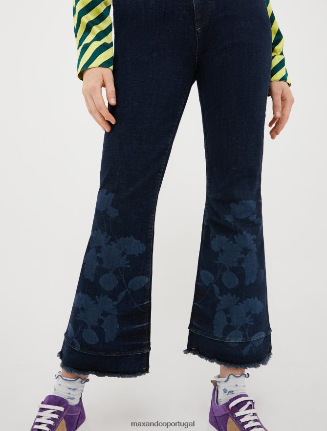 vestuário ponto MAX&Co. mulheres jeans stretch com franjas azul-marinho B40R64729