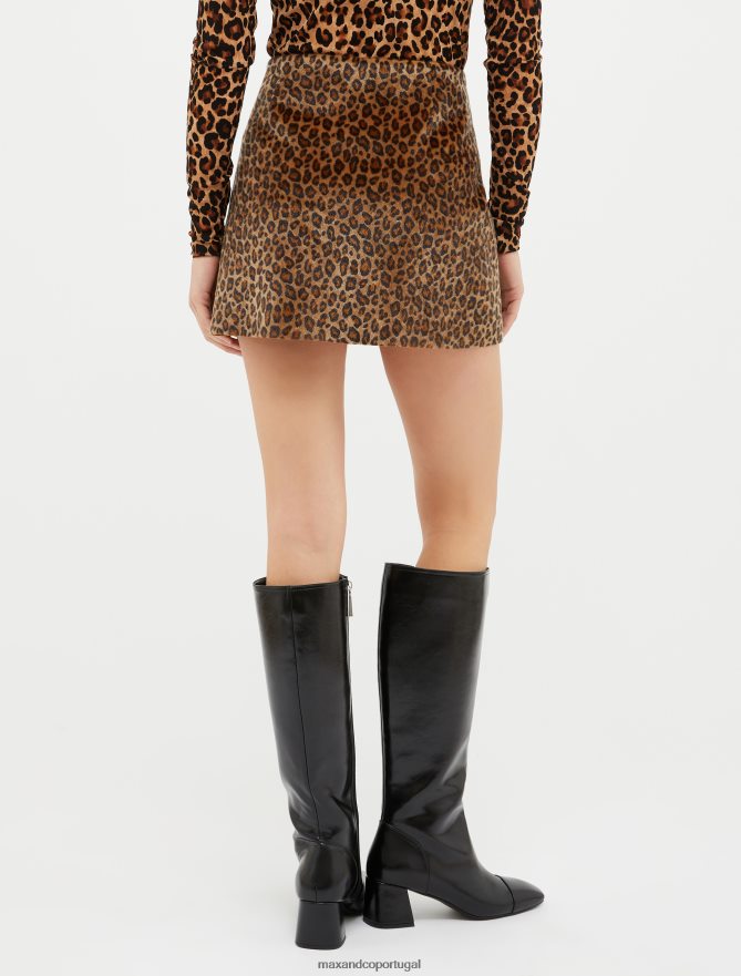vestuário ponto MAX&Co. mulheres mini saia rodada manchada avelã B40R64222