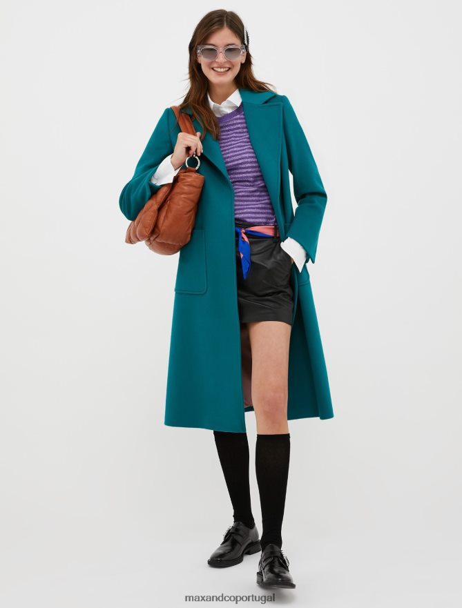 vestuário ponto MAX&Co. mulheres minissaia em couro napa e jersey preto B40R64801