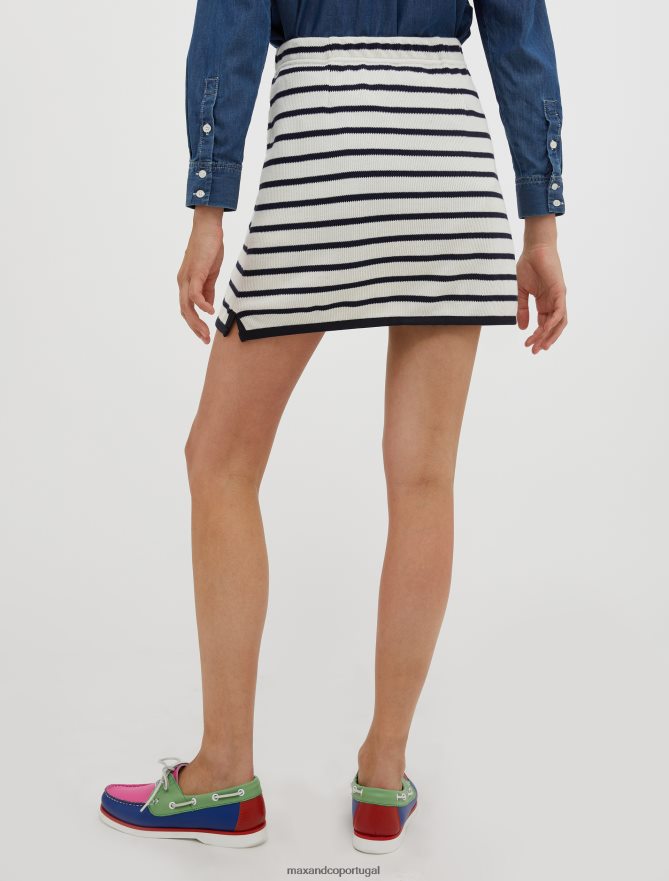 vestuário ponto MAX&Co. mulheres minissaia marinariere em jérsei canelado padrão branco B40R64778