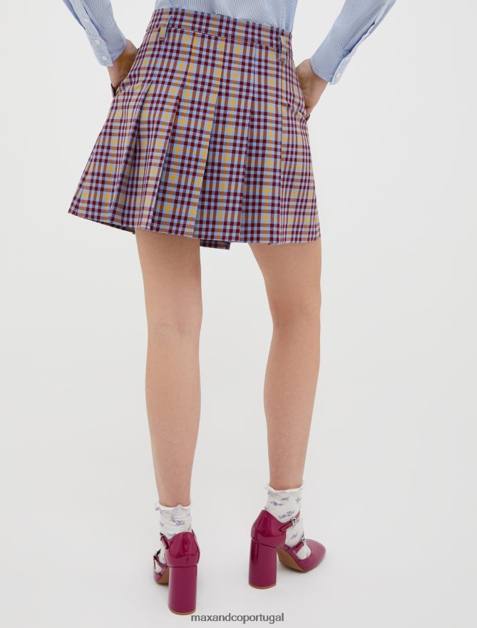 vestuário ponto MAX&Co. mulheres minissaia plissada em sarja stretch padrão vermelho B40R64783