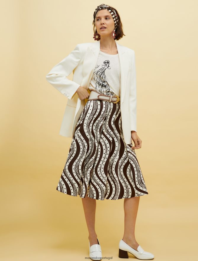 vestuário ponto MAX&Co. mulheres pessoas, lugares, saia círculo de cores padrão marrom B40R64768