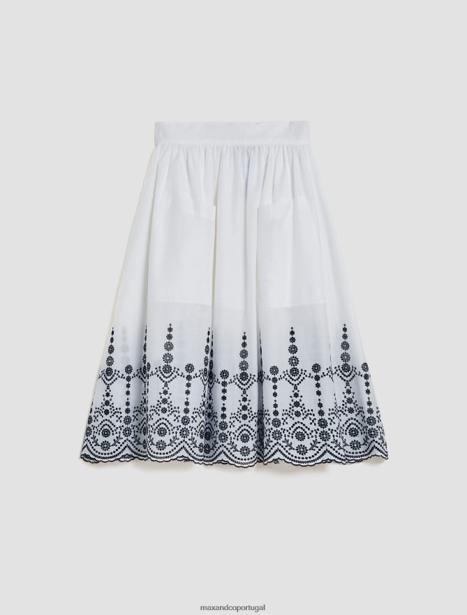 vestuário ponto MAX&Co. mulheres saia de algodão bordado inglês marfim B40R64776