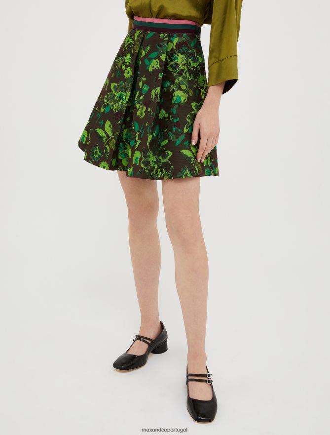 vestuário ponto MAX&Co. mulheres saia jacquard floral verde fluo B40R64758