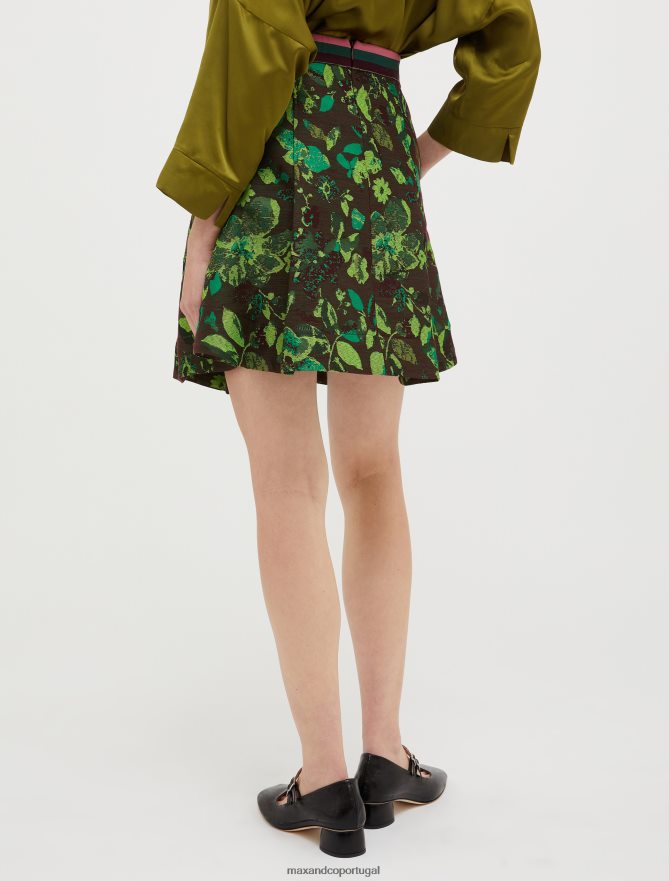 vestuário ponto MAX&Co. mulheres saia jacquard floral verde fluo B40R64758