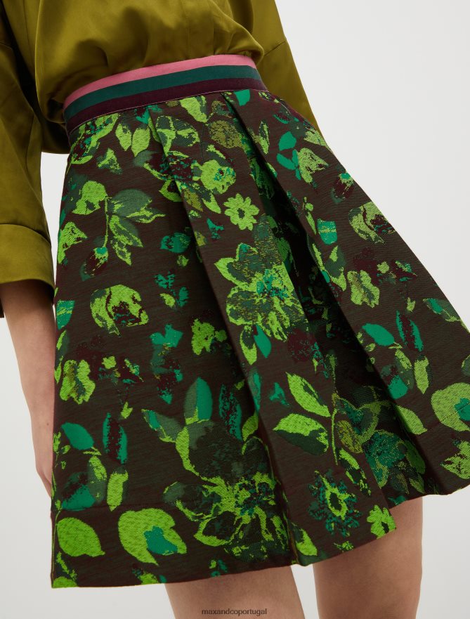 vestuário ponto MAX&Co. mulheres saia jacquard floral verde fluo B40R64758