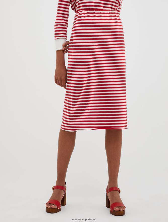 vestuário ponto MAX&Co. mulheres saia lápis listrada vermelho B40R64780