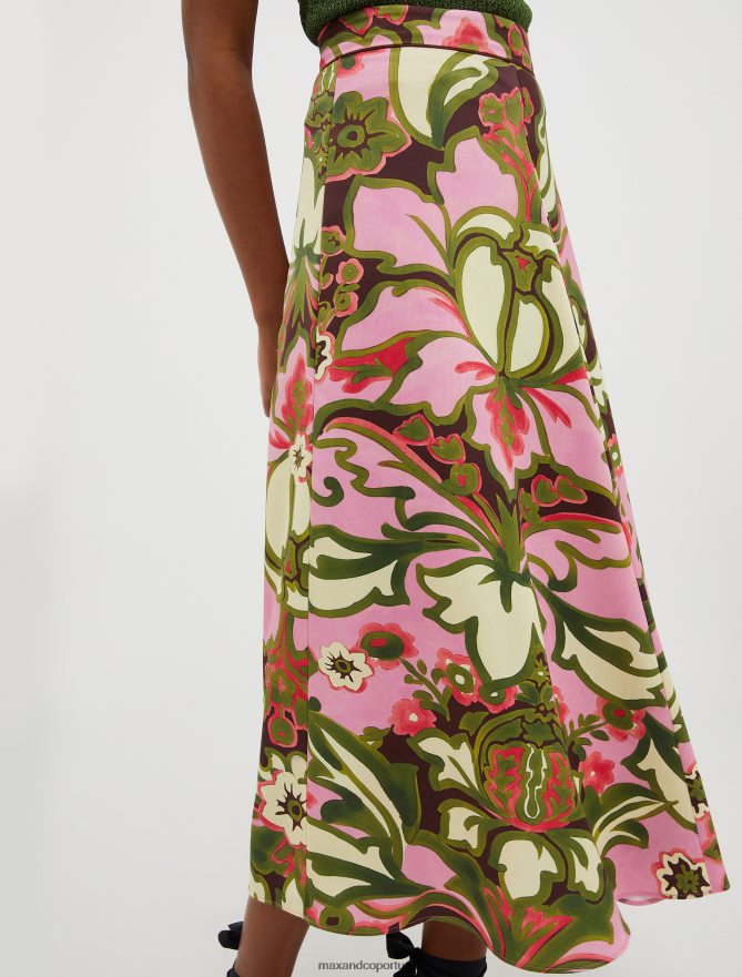 vestuário ponto MAX&Co. mulheres saia midi envers-cetim antigo padrão de rosa B40R64271