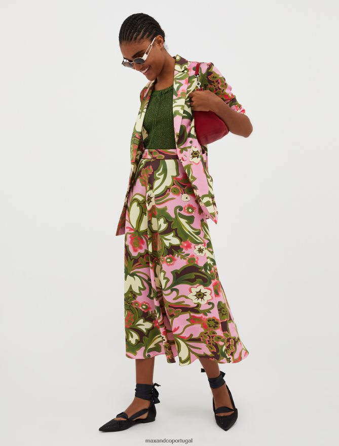 vestuário ponto MAX&Co. mulheres saia midi envers-cetim antigo padrão de rosa B40R64271