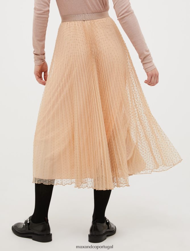 vestuário ponto MAX&Co. mulheres saia midi plissada em jersey e tule marfim B40R64786