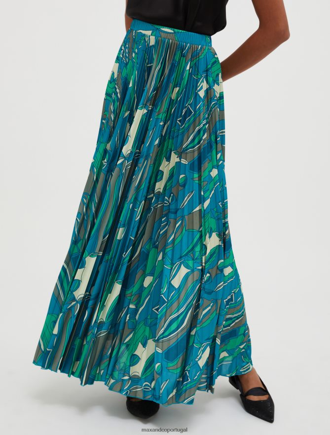 vestuário ponto MAX&Co. mulheres saia plissada em jersey padrão verde B40R64754