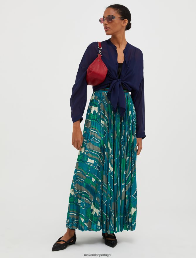 vestuário ponto MAX&Co. mulheres saia plissada em jersey padrão verde B40R64754