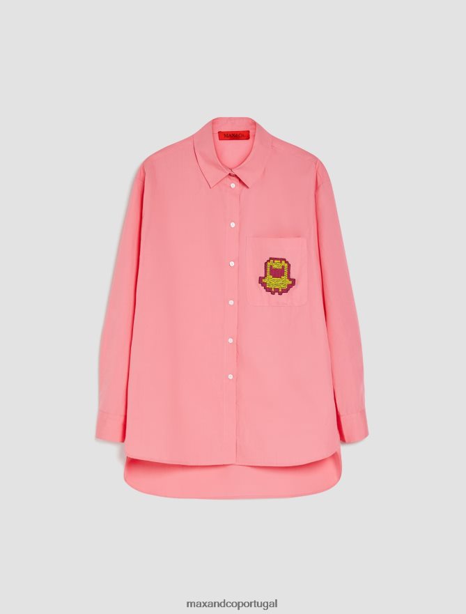 vestuário ponto MAX&Co. mulheres Camisa de algodão com patch de logo tamagotchi rosa B40R64498