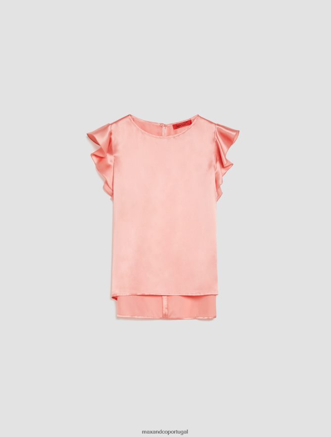 vestuário ponto MAX&Co. mulheres blusa de cetim de seda rosa B40R64478