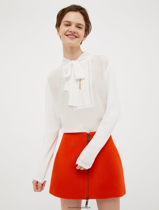 vestuário ponto MAX&Co. mulheres blusa de jersey e seda padrão de marfim B40R64533